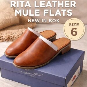 Universal Thread Rita Brown Leather Mule Flats Size 6 Memory Foam